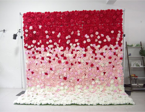 Panel de pared de flores rústicas de tela de seda artificial de 8 pies <span class=keywords><strong>blanco</strong></span> con soporte de fondo de boda simulado para decoración de pared de jardín - Product Image 2