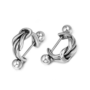 Geometric <b>Stud</b> Earrings <b>Titanium</b> Steel CF115 Men's Hip Hop Fashion Asymmetry Design - Product Image 1