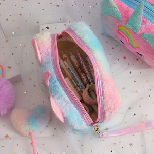 Trousse à crayons en peluche <span class=keywords><strong>licorne</strong></span> aux grands yeux, trousse de maquillage en peluche, jouets en peluche personnalisables avec logo pour enfants - Product Image 4