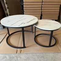 Table basse MULIGNA pour salon, combinaison modulable, pieds en métal, plateau en MDF, table à thé ronde en chêne à 2 niveaux