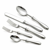 Ensemble de couverts en acier inoxydable 304, 5 pièces, poids lourd, manche ergonomique, finition miroir, fourchette, couteau, cuillère pour dîner, vente en gros