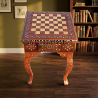 Échiquier en bois poli fait main, incrusté d'œuvres d'art, de luxe, haute résistance, stable, pour les amateurs de jeux classiques, utilisation à domicile ou à l'hôtel