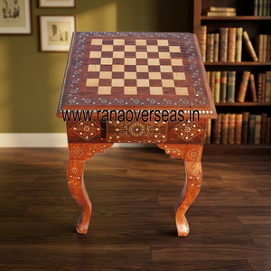 Handcrafted Polished Wooden <b>Chess</b> <b>Board</b> <b>Table</b> Inlaid Art Work Luxury Stable Classic Game Lovers Decoration Freestanding Home - Product Image 3