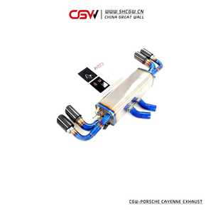 优质的钛消声器猫和前管，带四黑色排气尖端适用于保时捷卡宴<span class=keywords><strong>3</strong></span>.0T - Product Image 2
