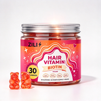 Gummies véganes à la biotine sous marque blanche pour la santé des cheveux, enrichies en vitamines C et E pour des cheveux forts et brillants, MOQ 50 boîtes