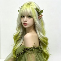 AliExpress - Meilleures ventes transfrontalières - Costume d'elfe de la forêt pour Halloween - Perruque réaliste à cheveux longs - Base en polyuréthane - Réseau Rose
