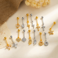 Bijoux en acier inoxydable chirurgical Maina, pendentif personnalisé, piercing de cartilage, boucle d'oreille à clou papillon en zircon cubique, vente en gros de bijoux