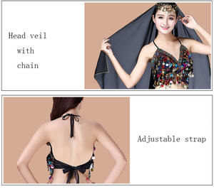 Ensemble sexy pour femme : haut à sequins et pantalon large – Tenue de performance Bollywood pour Halloween et costumes - Product Image 6