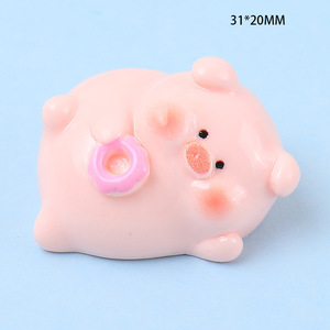 Cabujones de Resina con Diseño de Cerdo Gordo Rosa Pintado a Mano en 3D, Estilo <span class=keywords><strong>Kawaii</strong></span>, Duraderos, de Gran Venta, con Temática Animal, Accesorios de Recuerdo de Elfo - Product Image 5