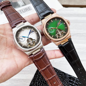 Men Luxury Automatic Mechanical <b>Watch</b> Green Dial Gold <b>Case</b> Leather Strap Moon Phase Skeleton <b>Watch</b> - Product Image 5