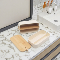 Compartiments empilables biodégradables coton-tige en fibre de bambou boîte de rangement de maquillage bureau salle de bain Collection support organisateur