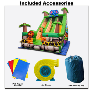 Château gonflable commercial personnalisé à double toboggan, thème jungle, pour fêtes d'enfants, idéal pour la location en extérieur - Product Image 4