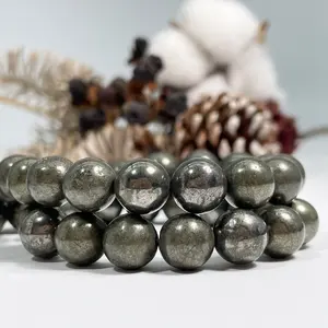 Wholesale Natural AA Pyrite Loose Gemstone Stone Beads for Jewelry Making Bracelets Necklaces Earrings 15.5" in Strand