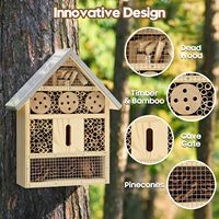 Nouvel hôtel à insectes multifonctionnel pour abeilles, papillons et autres pollinisateurs de jardin, en bois de pin durable