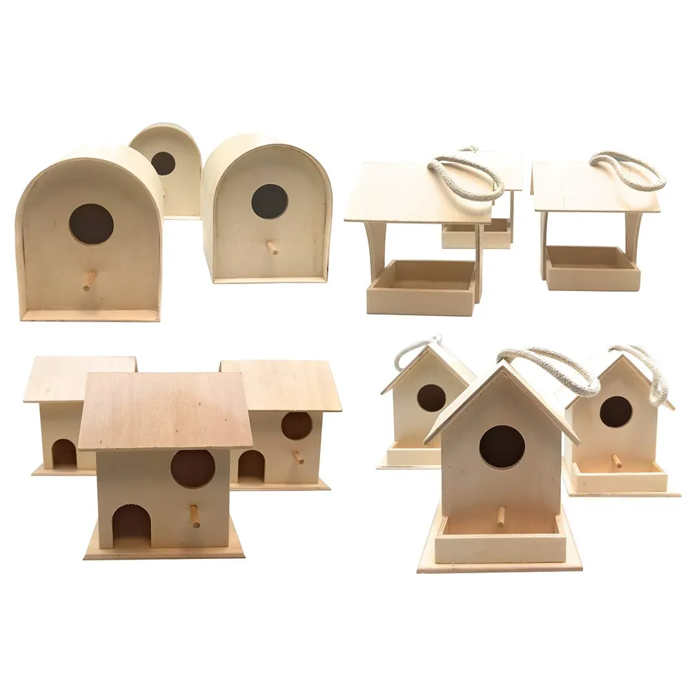 Farklı şekil ve stil kontrplak kuş evi mini kuş kafesi dekorasyon için