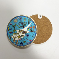 Posavasos Redondo de Cerámica con Relieve 3D, Mapa de Chipre, Diseño de Ojo Turco, Recuerdo de Viaje de Chipre, Decorativo para Café, Té y Bebidas
