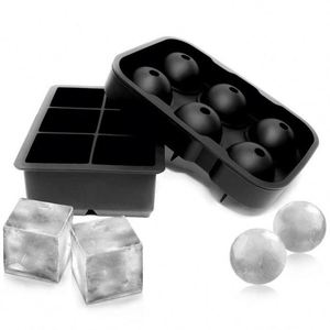 Ensemble de moules à glaçons en silicone sans BPA, moule à glaçons sphériques en silicone 6 sphères et plateau à glaçons carrés en silicone 6 compartiments - Product Image 5