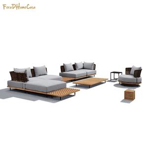 FERA extérieur grand canapé modulaire ensemble étanche teck bois rotin tissé canapé Design pour balcon - Product Image 5