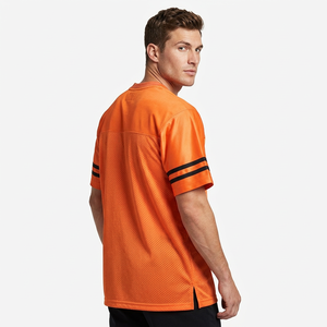 Camiseta de Fútbol Unisex Naranja con Cuello en V, Manga Corta, Malla Transpirable, 100% Poliéster, Personalizable con Nombre del Equipo, Impresión por Transferencia de Calor - Product Image 2