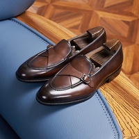 Mocassins en cuir pleine fleur pour hommes, chaussures habillées à boucle, à enfiler, pour le bureau et les occasions formelles, décontractées, pointures 37-48