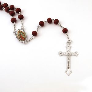 Catholic 6mm Scented Wood Bead Necklace New Virgin Mary Cross with <b>Box</b> Eco-Friendly ROSARY Rosary Beads - Product Image 4