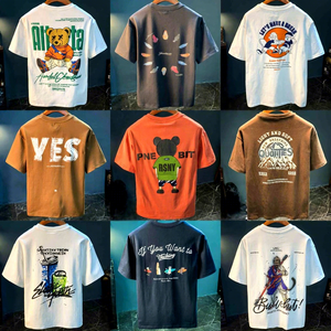 T-shirt da uomo a maniche corte con stampa di design di alta gamma in stile americano, nuova maglietta casual a vestibilità ampia. - Product Image 2