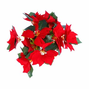 Flores de Pascua Artificiales de Seda Rojas para Navidad, Ramilletes de Pascua Artificiales, Flores Rojas de Navidad, 7 Cabezas, Pascua de Terciopelo - Product Image 1