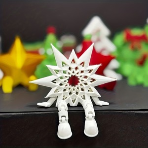 Ornamento Artistico a Forma di Fiocco di Neve in Plastica Articolata con Design Intricato Stampato in 3D - Product Image 1