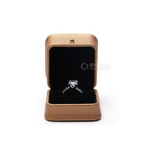 Custom logo Gold Pu Leather Jewelry <b>Box</b> Packaging for <b>Ring</b> Pendant Bracelet Bangle Necklace Earrings <b>Jewellery</b> Boxes - Product Image 5