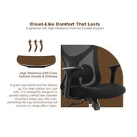 Chaise de bureau exécutive moderne en maille, ergonomique, avec accoudoirs réglables, base pivotante en acier, pour le marché de gros