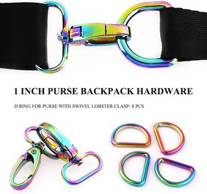 D Ring For Purse With Swivel Snap Hooks Clasps Metal Purse Hardware For <b>Bag</b> Making PCS Inch <b>Rainbow</b> Purse Hardware <b>Bag</b> Keychain - Product Image 2