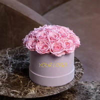 Lovebay Conception Personnalisée En Gros Préservé Fleurs Champignon Naturel Vraies Roses Longue Durée Éternelle Pour Toujours Roses dans une Boîte En Daim