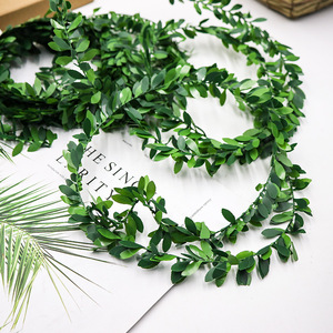 Artificial Green Leaf Wreath Wire Vines 7.5M Roll Simulated Willow Leaves <b>For</b> DIY Home <b>Decor</b> - Product Image 1