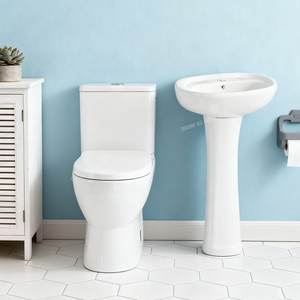 Nhà Máy tầng gắn kéo dài commode siphonic hai mảnh nhà vệ sinh và bệ bồn rửa phòng tắm hoàn chỉnh nhà vệ sinh thiết lập - Product Image 2