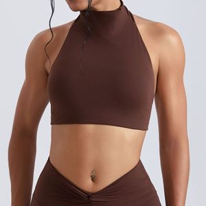 Débardeur de <span class=keywords><strong>yoga</strong></span> sans couture à col montant et épaule unique pour femme, avec coussinets de poitrine, soutien-gorge de sport décontracté à maintien moyen et coupe ajustée - Product Image 2