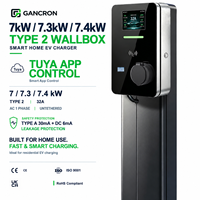Borne de recharge murale rapide pour véhicules électriques 7kW 7.3kW 7.4kW Type 2 32A Tuya AC Monophasée Sans Fil