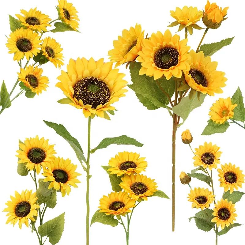 Artificial Sunflowers Single Stem Yellow Silk Flower Bouquet Artificial Sunflowers For Indoor and Outdoors Decor