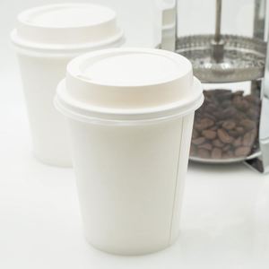Custom Printed Eco-Friendly Biodegradable Double Wall Coffee <b>Cups</b> with Sleeve and Lid for Mineral Water White Paper Wholesale - Product Image 2