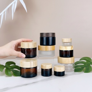 Envases Cosméticos de Gel para el Cuidado Facial al por Mayor, Frascos de Vidrio para Crema Cosmética con Tapa de Bambú, Vacíos, de 5g, 10g, 20g, 30g, 50g y 100g - Product Image 1