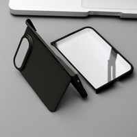 Coque de protection antichoc tout-en-un pour iPhone avec support double à clapet, en polycarbonate, design épuré, et film de protection arrière intégré