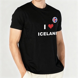 <span class=keywords><strong>Islandia</strong></span> azul y blanco Cruz Roja Bandera Negra camiseta diseño Simple aventura al aire libre fácil de combinar - Product Image 1
