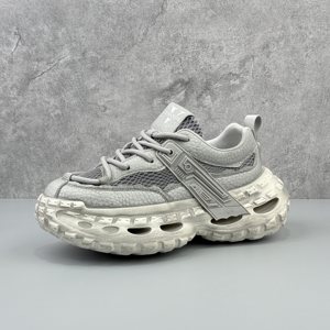 Chaussures pour hommes à semelle épaisse rehaussante, style Dad Shoes, d'été, vintage, effet vieilli, de niche, haut de gamme, tendance, avec empeigne en maille, fermeture auto-agrippante, en EVA - Product Image 6