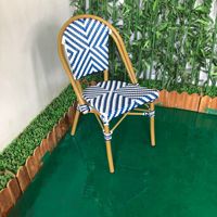 Ensembles de meubles français empilés de patio chaise de salle à manger en osier aluminium rotin chaise de bistro de jardin en bambou Paris