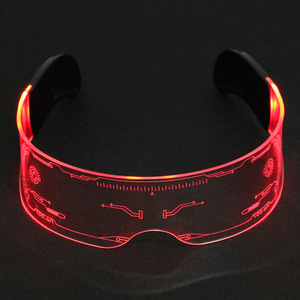 Cyberpunk Style LED Glasses <b>Black</b> <b>Frame</b> Acrylic Lens Glowing Disco Party Props Unisex Fashionable Outfits Halloween - Product Image 1