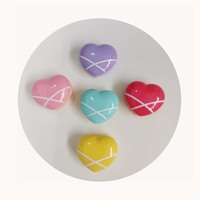 Abalorios de resina con forma de corazón, cabujones de resina de comida estilo macaron, suministros para slime, cabujones de resina plástica para manualidades