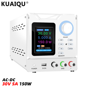 مزود طاقة مختبري KUAIQU SPPS-D305S بجهد 12 فولت و24 فولت و30 فولت وتيار 5 أمبير مع مخرج USB وشاشة عرض وحماية من التيار الزائد والجهد الزائد لاختبار البطاريات العالمية - Product Image 1