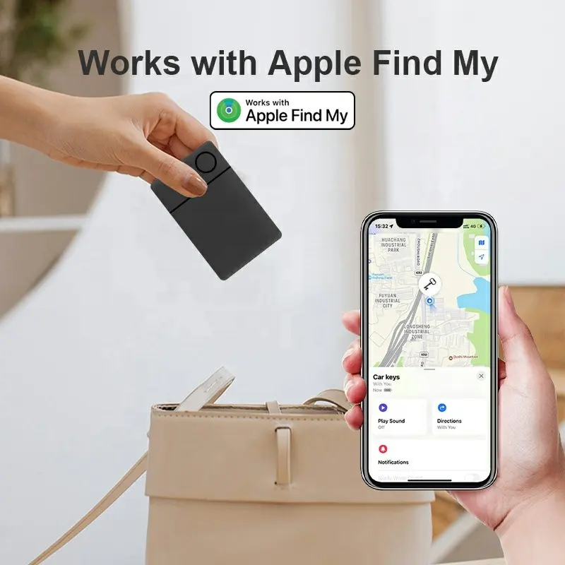 RSH iCard MFi Certified Thin Tracking Device Smart Tag GPS Locator Passport Wallet Tracker Credit Card Finder for Apple Find My