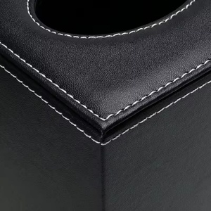 Boîte à mouchoirs carrée en cuir, distributeur de papier, étui à serviettes - Product Image 2