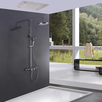 Ensemble de douche thermostatique intelligent de haute qualité pour bain de pluie Ensemble de douche pour salle de bain avec étagère en verre blanc