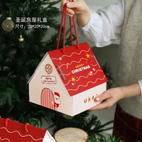 Boîte cadeau en carton pliable rouge pour Noël, avec poignées, pour bonbons, biscuits, pâtisseries, à emporter